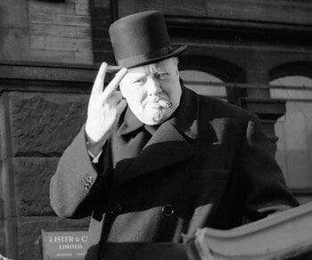Winston Churchill smoking a victory cigar