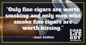 Joan Collins on smoking fine cigars