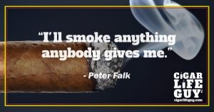 Peter Falk on smoking cigars