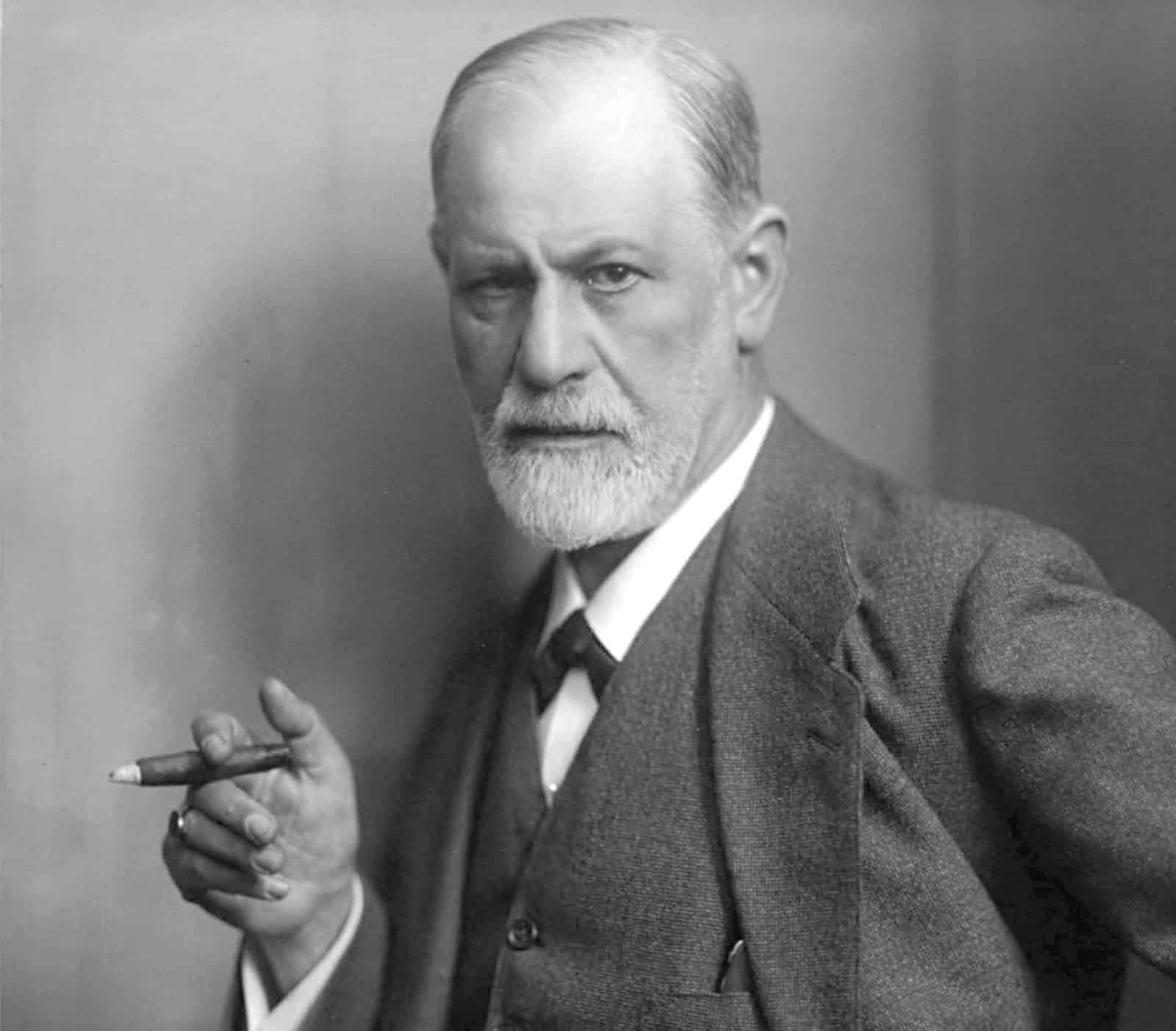 Sigmund Freud posing with a cigar